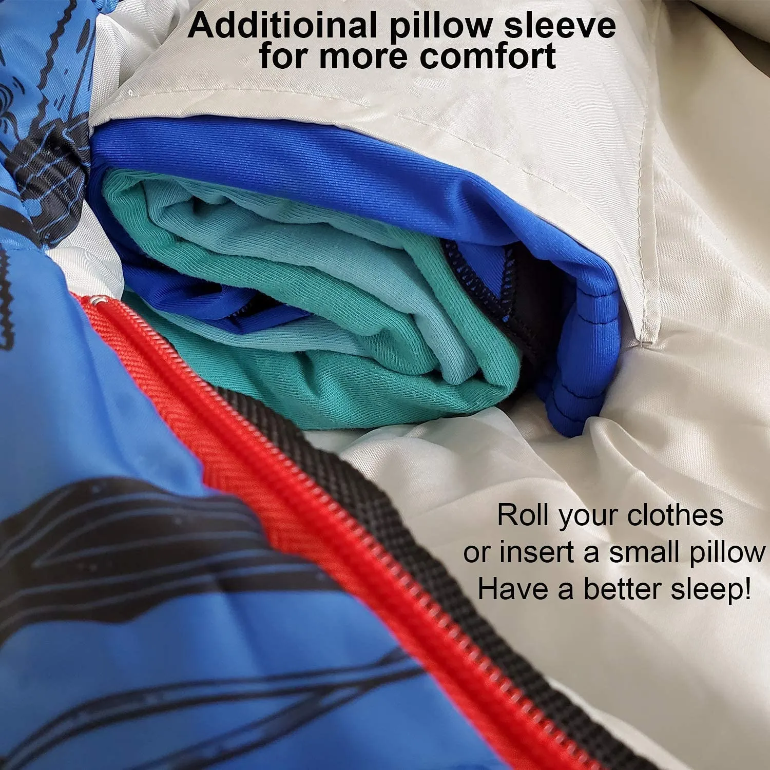ANJ Outdoors 32 F Youth and Kids Sleeping Bag | Indoor/Outdoor Boys and Girls Sleeping Bag | Mummy Style, Lightweight Sleeping Bag for Kids