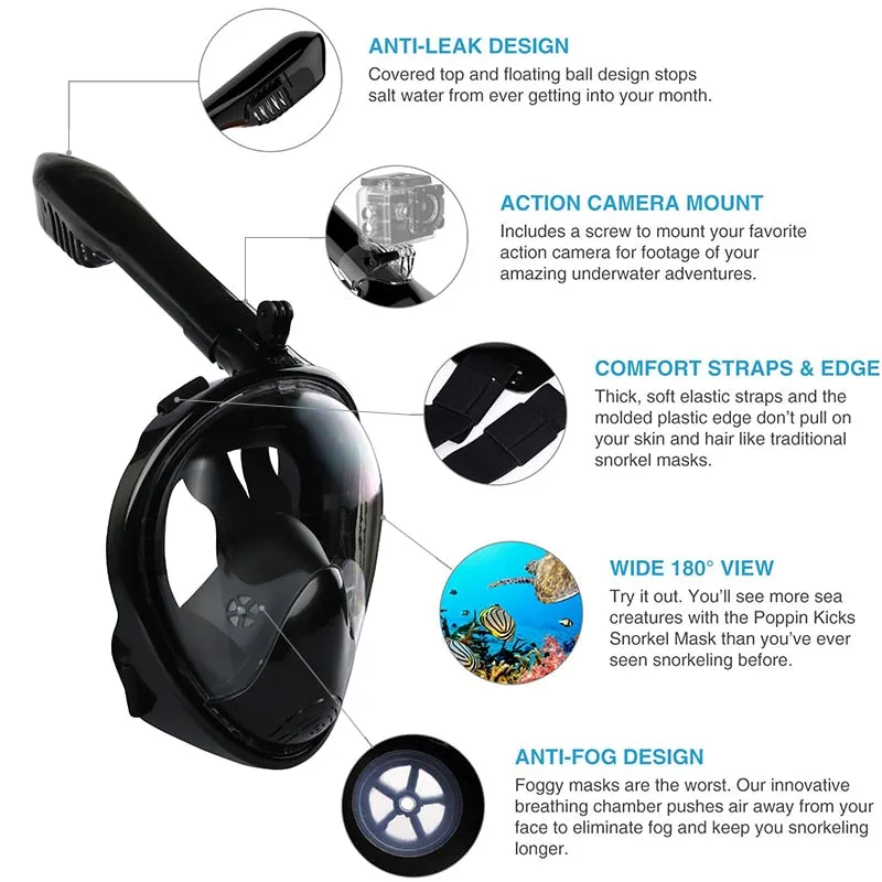 Anti Fog Full Face Safe Snorkeling Respiratory Masks for Adult Kids as a Swimming Equipment