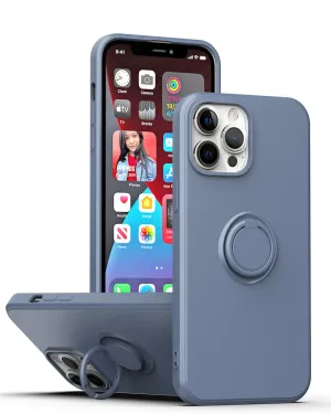 Anymob iPhone Case Anchor Square Liquid Silicone Magnetic Holder Ring Stand Cover