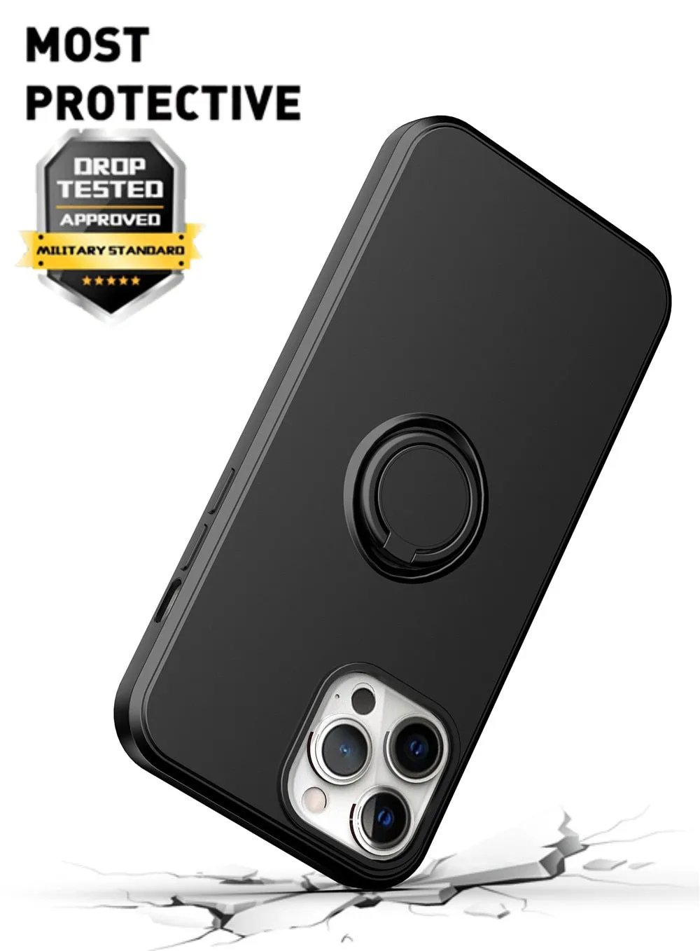 Anymob iPhone Case Anchor Square Liquid Silicone Magnetic Holder Ring Stand Cover