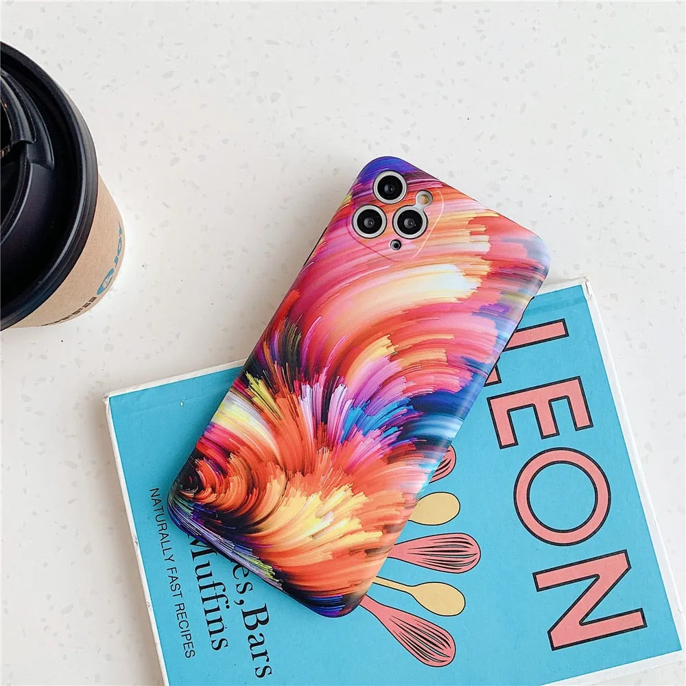 Anymob iPhone Case Blue Colorful Marble Soft Silicon Phone Back Cover