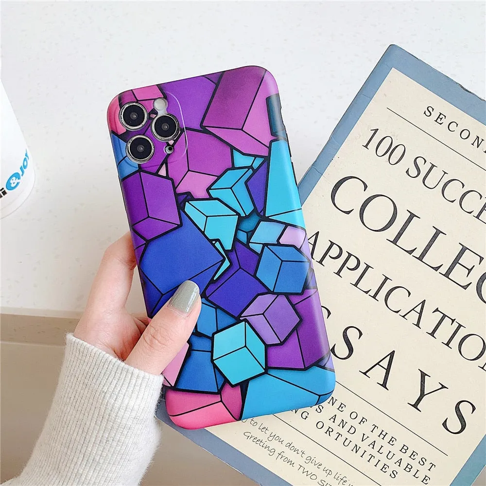 Anymob iPhone Case Blue Colorful Marble Soft Silicon Phone Back Cover