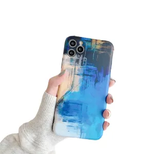 Anymob iPhone Case Blue Colorful Marble Soft Silicon Phone Back Cover