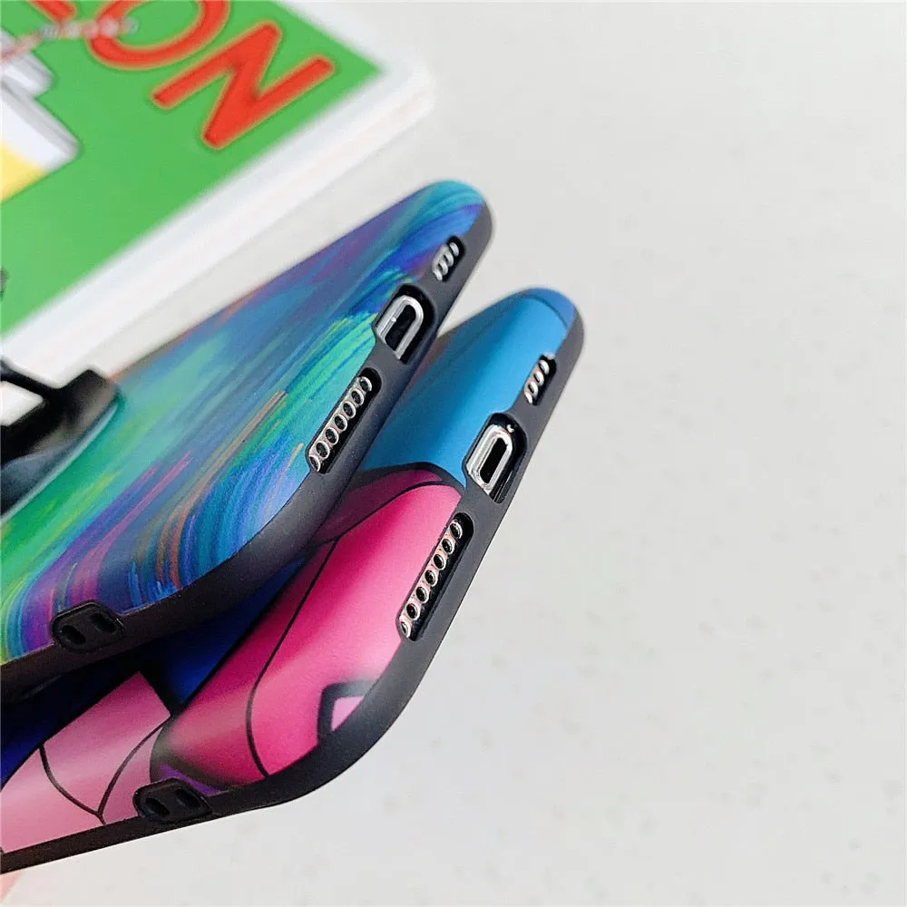 Anymob iPhone Case Blue Colorful Marble Soft Silicon Phone Back Cover
