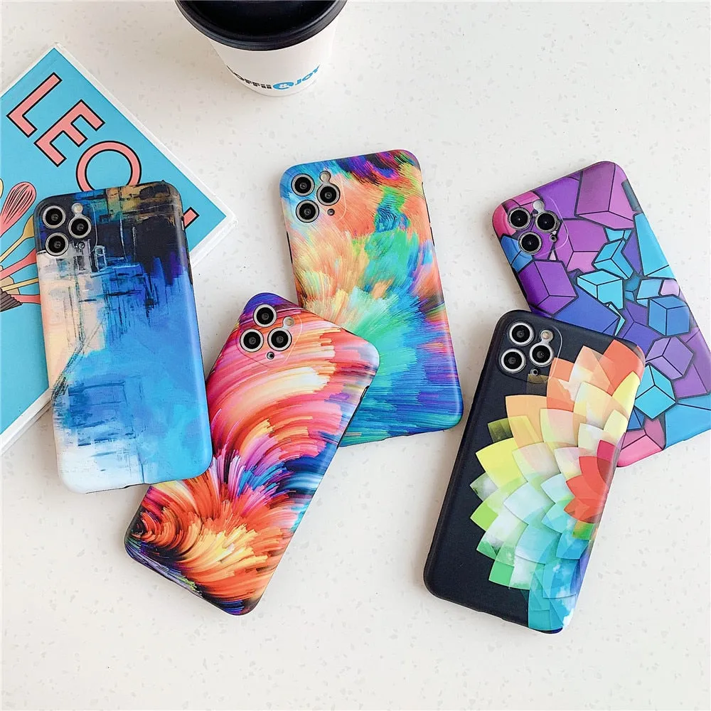 Anymob iPhone Case Blue Colorful Marble Soft Silicon Phone Back Cover