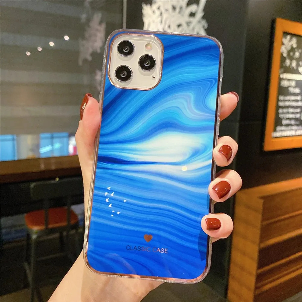 Anymob iPhone Case Blue Electroplated Rainbow Phone Cover