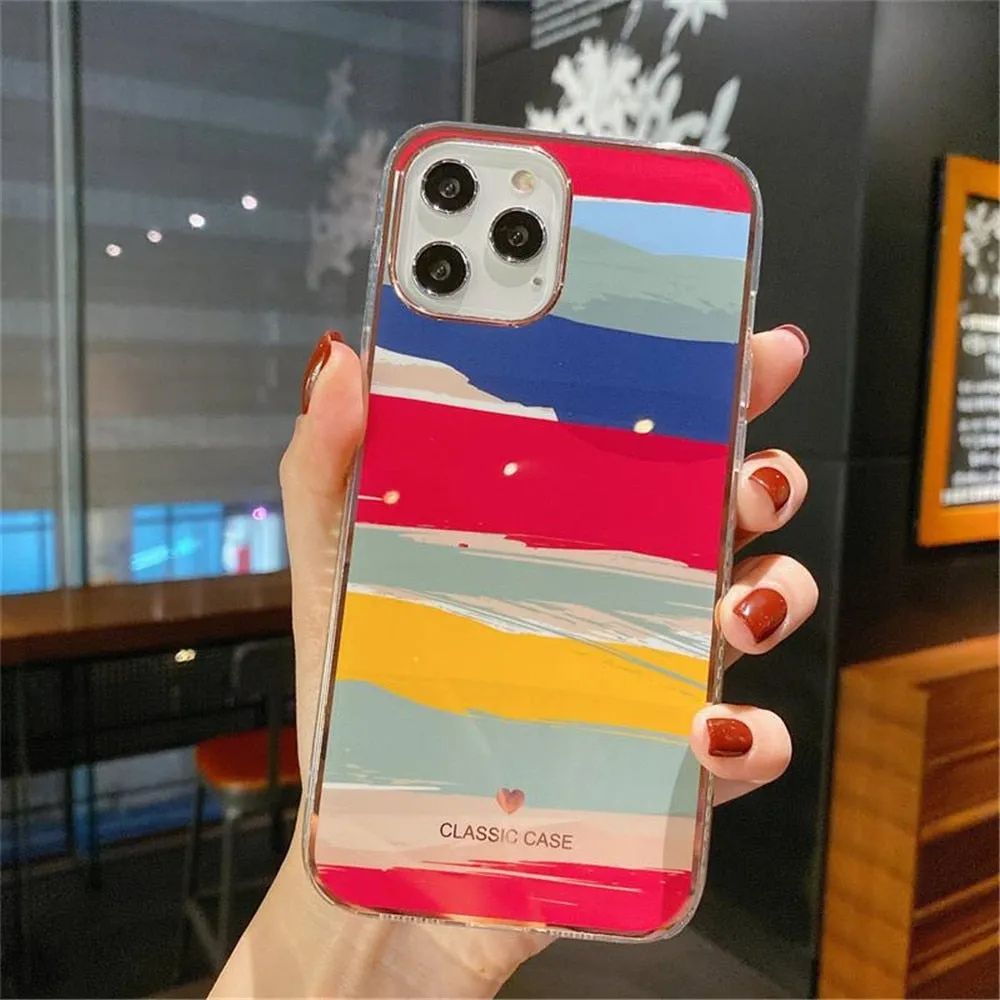 Anymob iPhone Case Blue Electroplated Rainbow Phone Cover