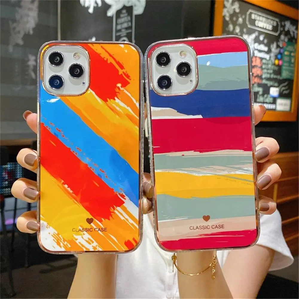 Anymob iPhone Case Blue Electroplated Rainbow Phone Cover