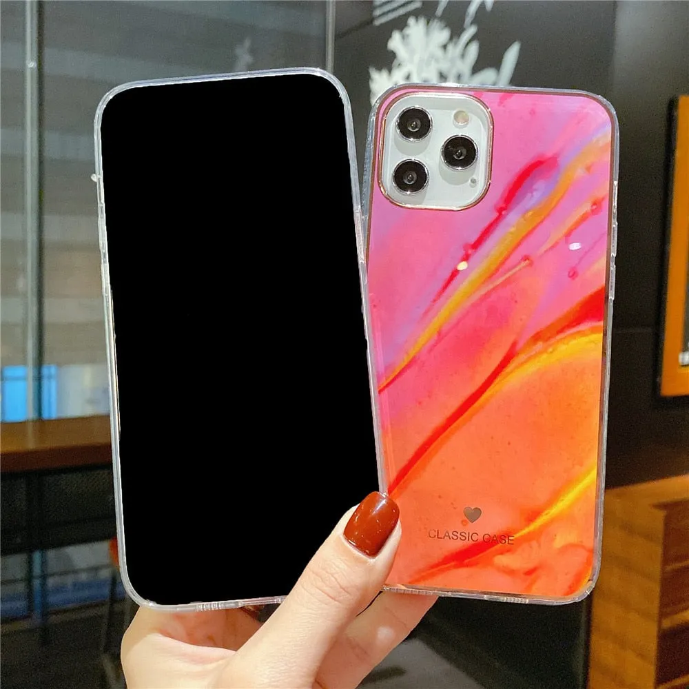 Anymob iPhone Case Blue Electroplated Rainbow Phone Cover