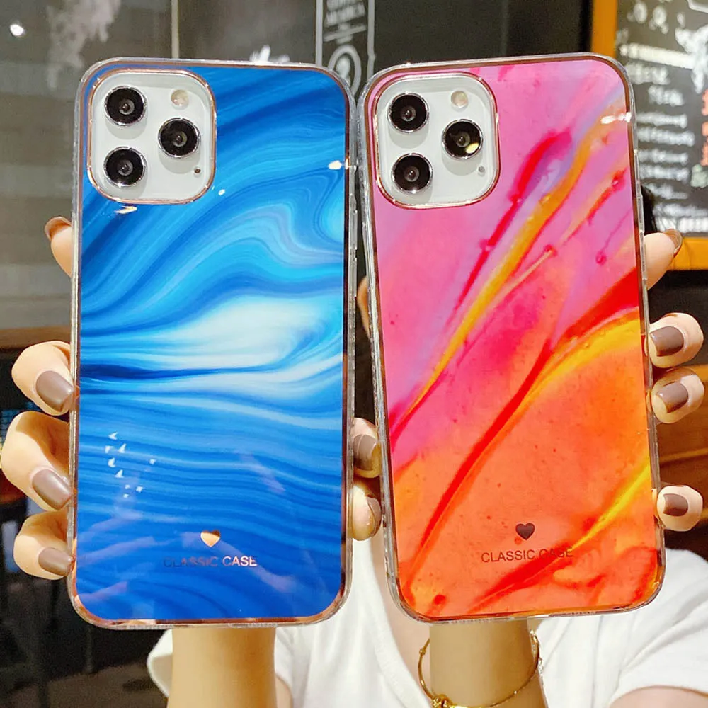 Anymob iPhone Case Blue Electroplated Rainbow Phone Cover