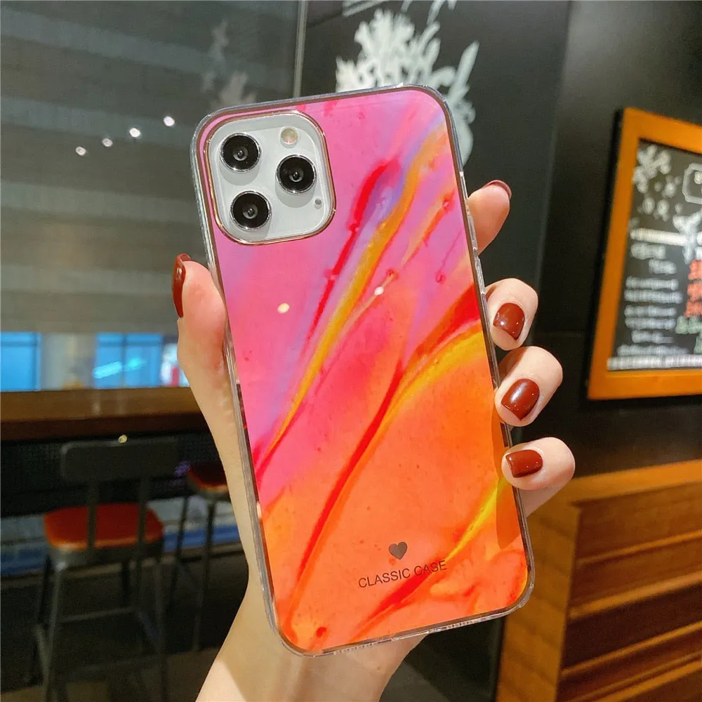 Anymob iPhone Case Blue Electroplated Rainbow Phone Cover