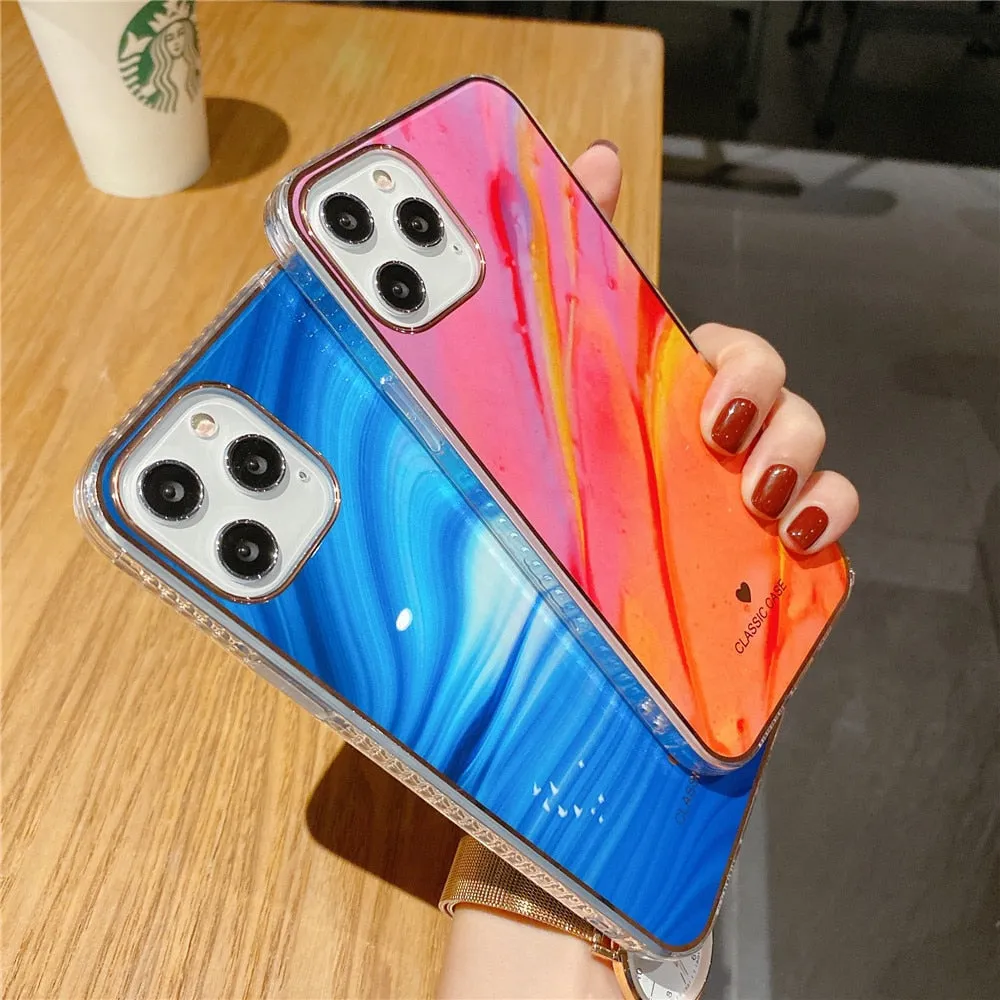 Anymob iPhone Case Blue Electroplated Rainbow Phone Cover