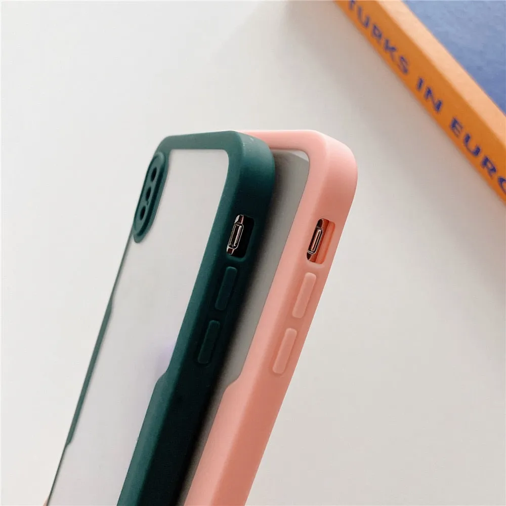 Anymob iPhone Case Green Transparent Solid Color Bumper Silicone Shockproof Cover