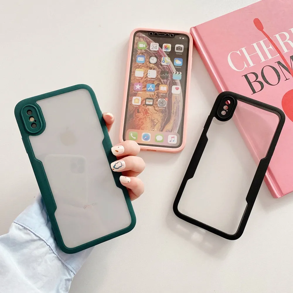 Anymob iPhone Case Green Transparent Solid Color Bumper Silicone Shockproof Cover