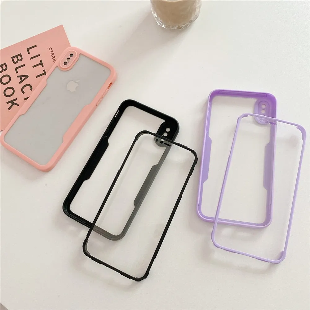 Anymob iPhone Case Green Transparent Solid Color Bumper Silicone Shockproof Cover