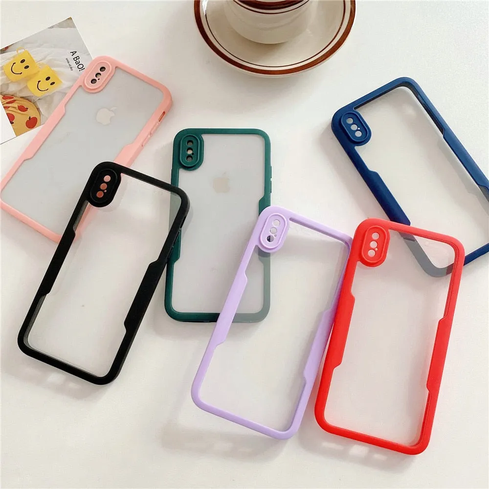Anymob iPhone Case Green Transparent Solid Color Bumper Silicone Shockproof Cover