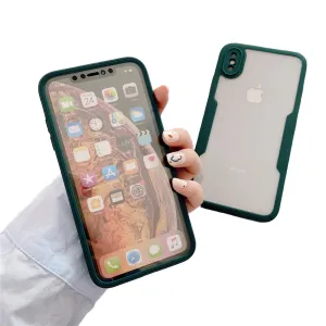 Anymob iPhone Case Green Transparent Solid Color Bumper Silicone Shockproof Cover
