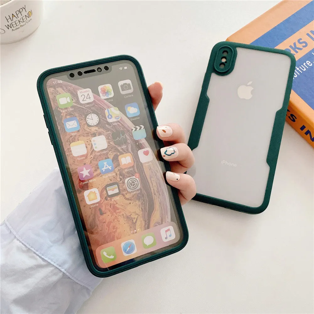 Anymob iPhone Case Green Transparent Solid Color Bumper Silicone Shockproof Cover