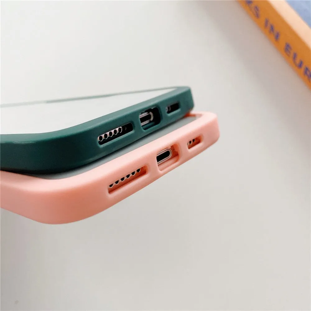Anymob iPhone Case Green Transparent Solid Color Bumper Silicone Shockproof Cover