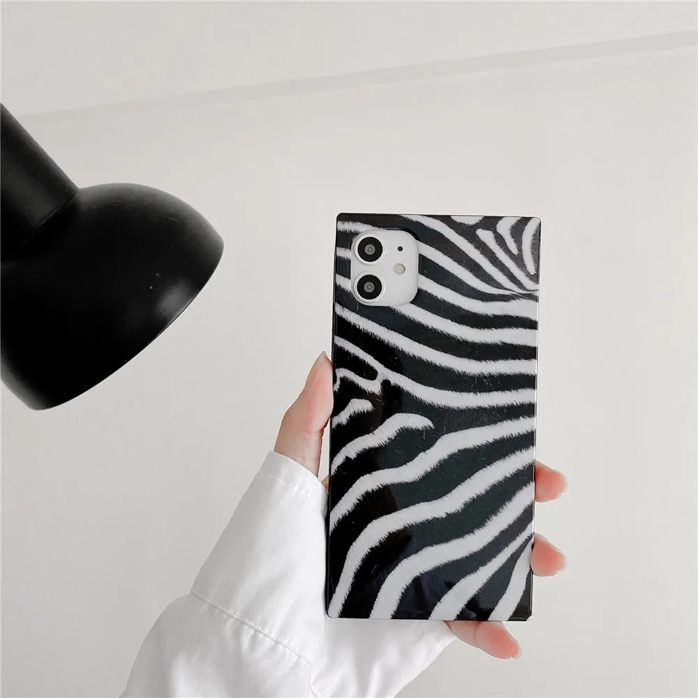 Anymob iPhone Case Leopard Fashion Animal Pattern Suqare Pattern Cover