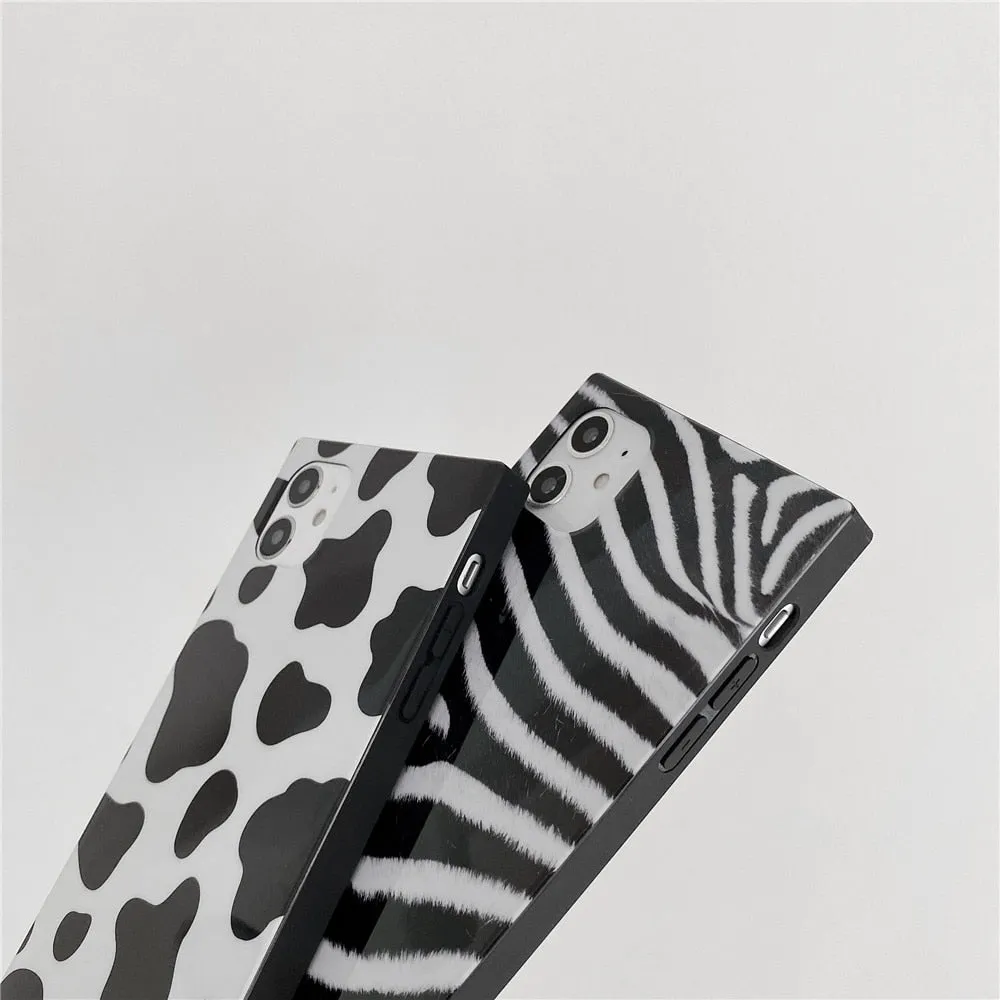 Anymob iPhone Case Leopard Fashion Animal Pattern Suqare Pattern Cover
