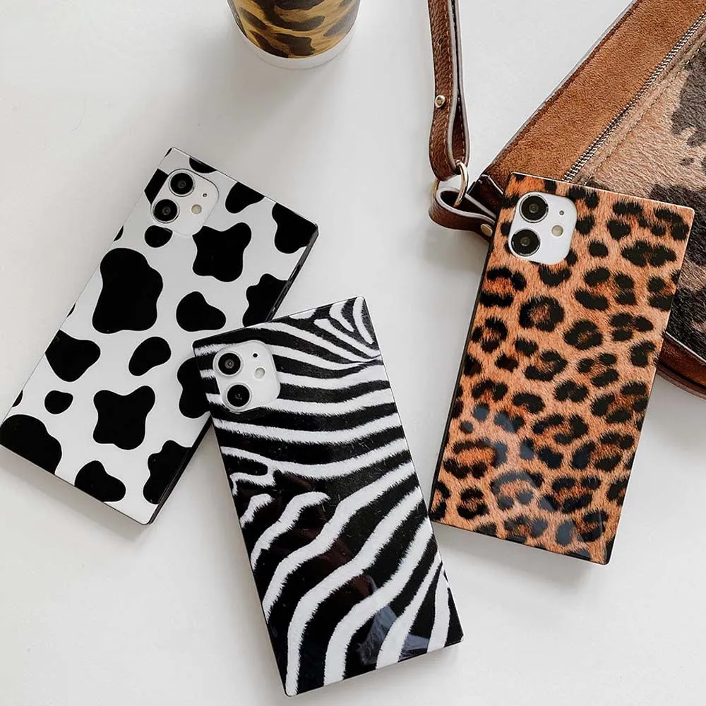 Anymob iPhone Case Leopard Fashion Animal Pattern Suqare Pattern Cover
