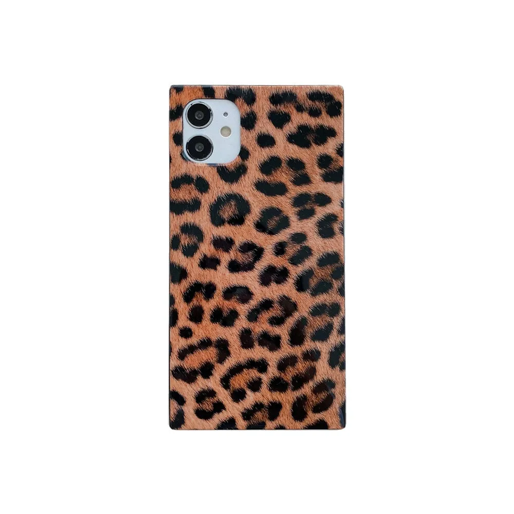 Anymob iPhone Case Leopard Fashion Animal Pattern Suqare Pattern Cover
