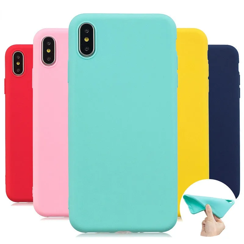 Anymob iPhone Case Light Pink Simple Solid Color Ultra thin Soft TPU Cases Candy Color Back Cover