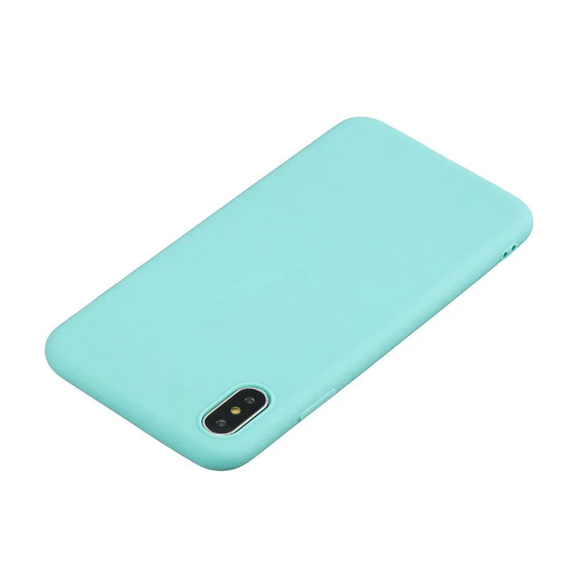 Anymob iPhone Case Light Pink Simple Solid Color Ultra thin Soft TPU Cases Candy Color Back Cover