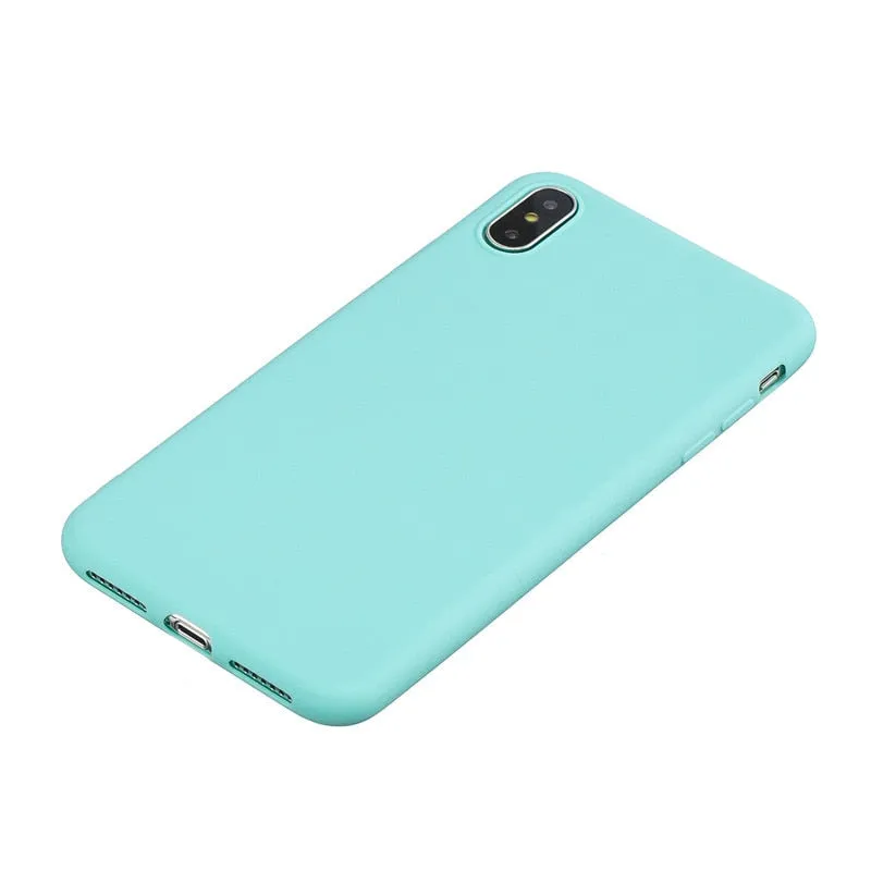 Anymob iPhone Case Light Pink Simple Solid Color Ultra thin Soft TPU Cases Candy Color Back Cover