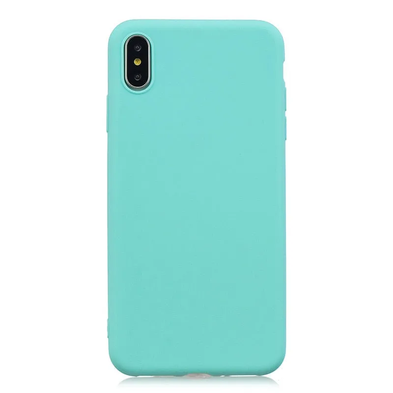 Anymob iPhone Case Light Pink Simple Solid Color Ultra thin Soft TPU Cases Candy Color Back Cover
