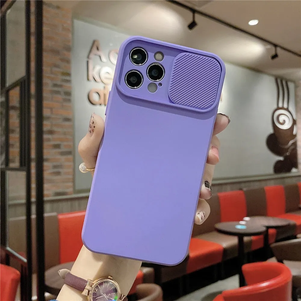 Anymob iPhone Case Pink Camera Lens Protection Color Candy Soft Back Cover