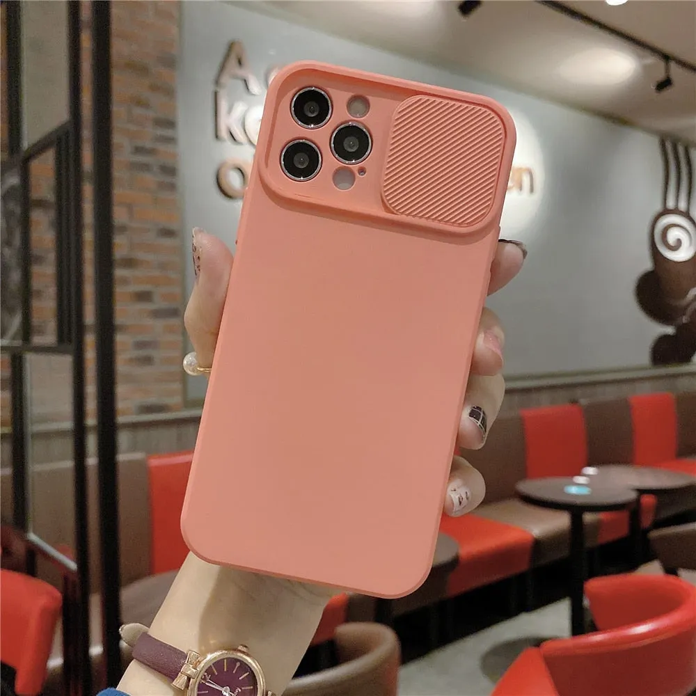 Anymob iPhone Case Pink Camera Lens Protection Color Candy Soft Back Cover