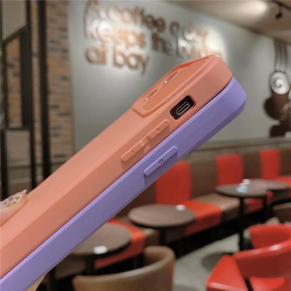 Anymob iPhone Case Pink Camera Lens Protection Color Candy Soft Back Cover