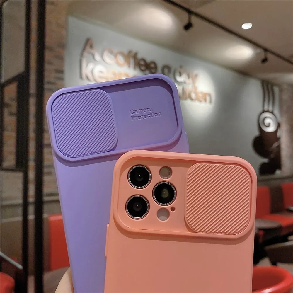 Anymob iPhone Case Pink Camera Lens Protection Color Candy Soft Back Cover