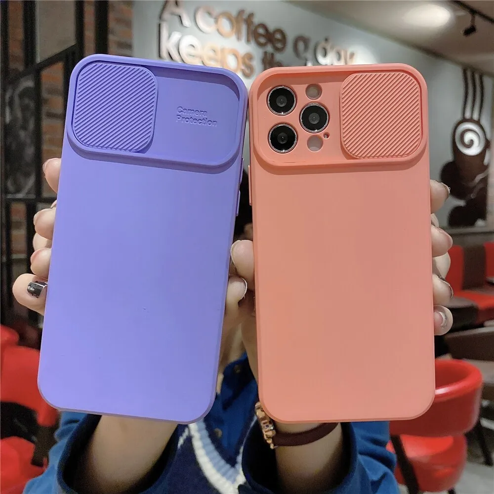 Anymob iPhone Case Pink Camera Lens Protection Color Candy Soft Back Cover