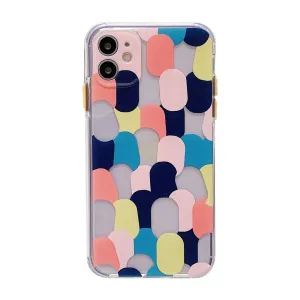 Anymob iPhone Case Pink Clear Graffiti Soft Silicone With Hand Strap Shockproof Bumper Cover