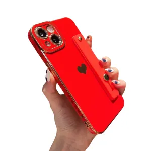 Anymob iPhone Case Red Plating Wristband Holder Soft Silicone Phone Cover