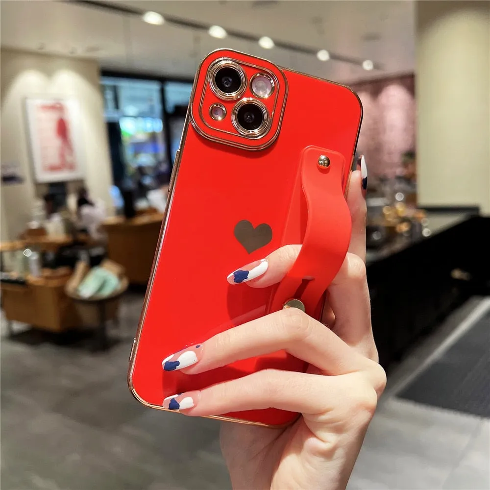 Anymob iPhone Case Red Plating Wristband Holder Soft Silicone Phone Cover