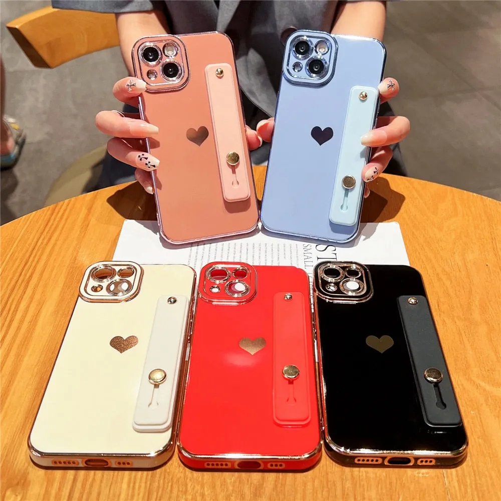 Anymob iPhone Case Red Plating Wristband Holder Soft Silicone Phone Cover