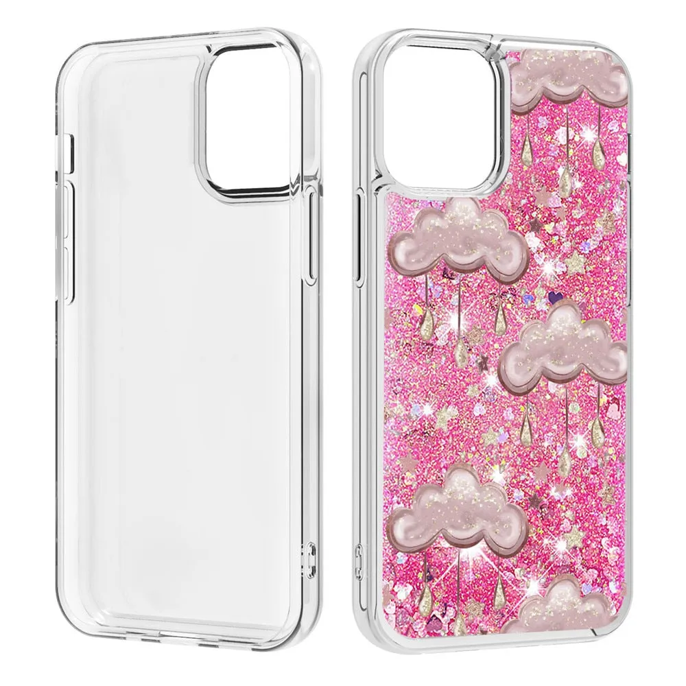 Anymob iPhone Case Silver with Butterfly Dynamic Quicksand Soft Silicone Clear Back Cover