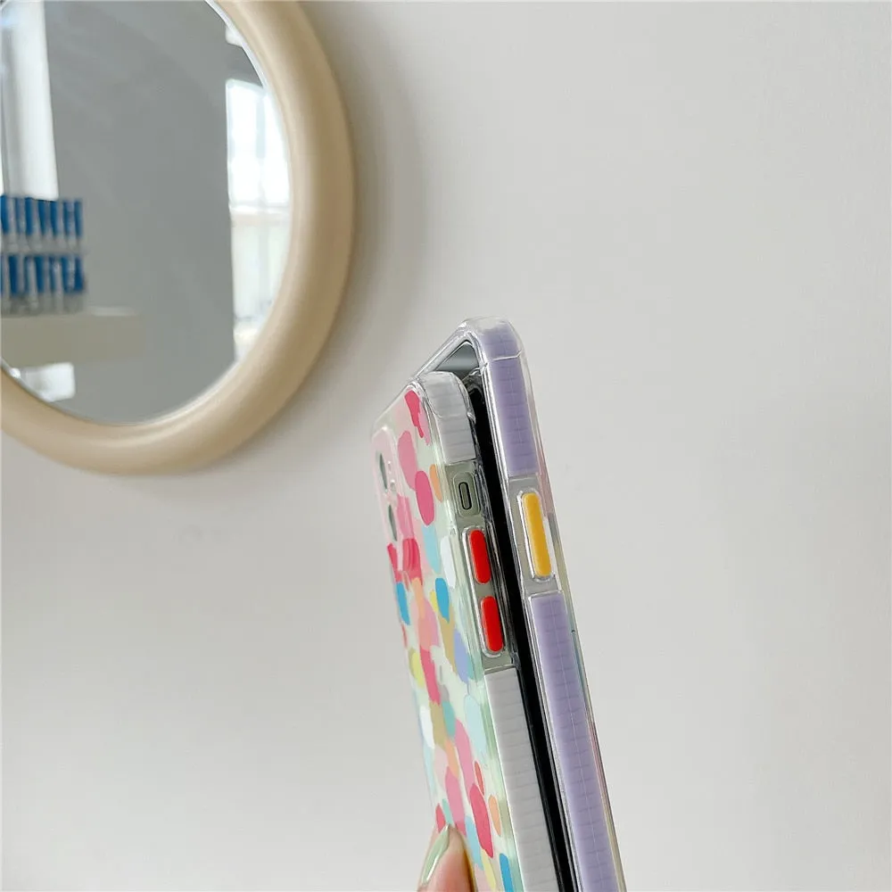 Anymob iPhone Case Sky Blue Clear Graffiti Soft Silicone With Hand Strap Shockproof Bumper Cover