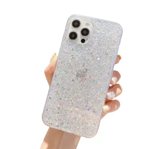 Anymob iPhone Case White Clear Shining Glitter Sequins Cute Soft Phone Cover
