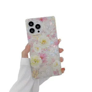 Anymob iPhone Case White Square Butterfly Shell Texture Bumper Soft Silicone Back Cover