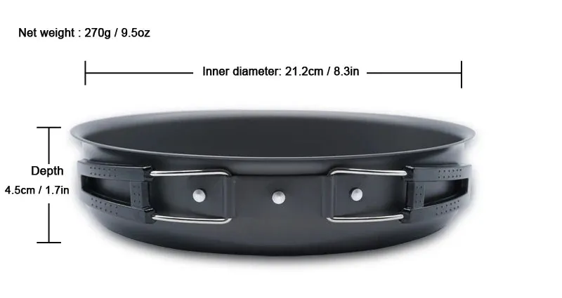 APG Camping Frying Pan Plate Folding Handle Outdoor Tableware Picnic Pot Cookware