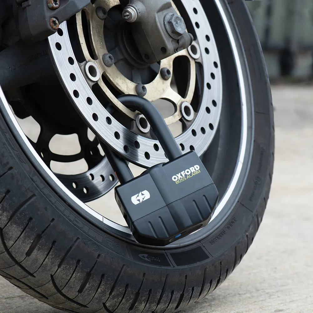 Aprilia Dorsoduro 1200 Oxford Boss LK484 Alarm 16mm Padlock Motorcycle Disc Lock 100db Black