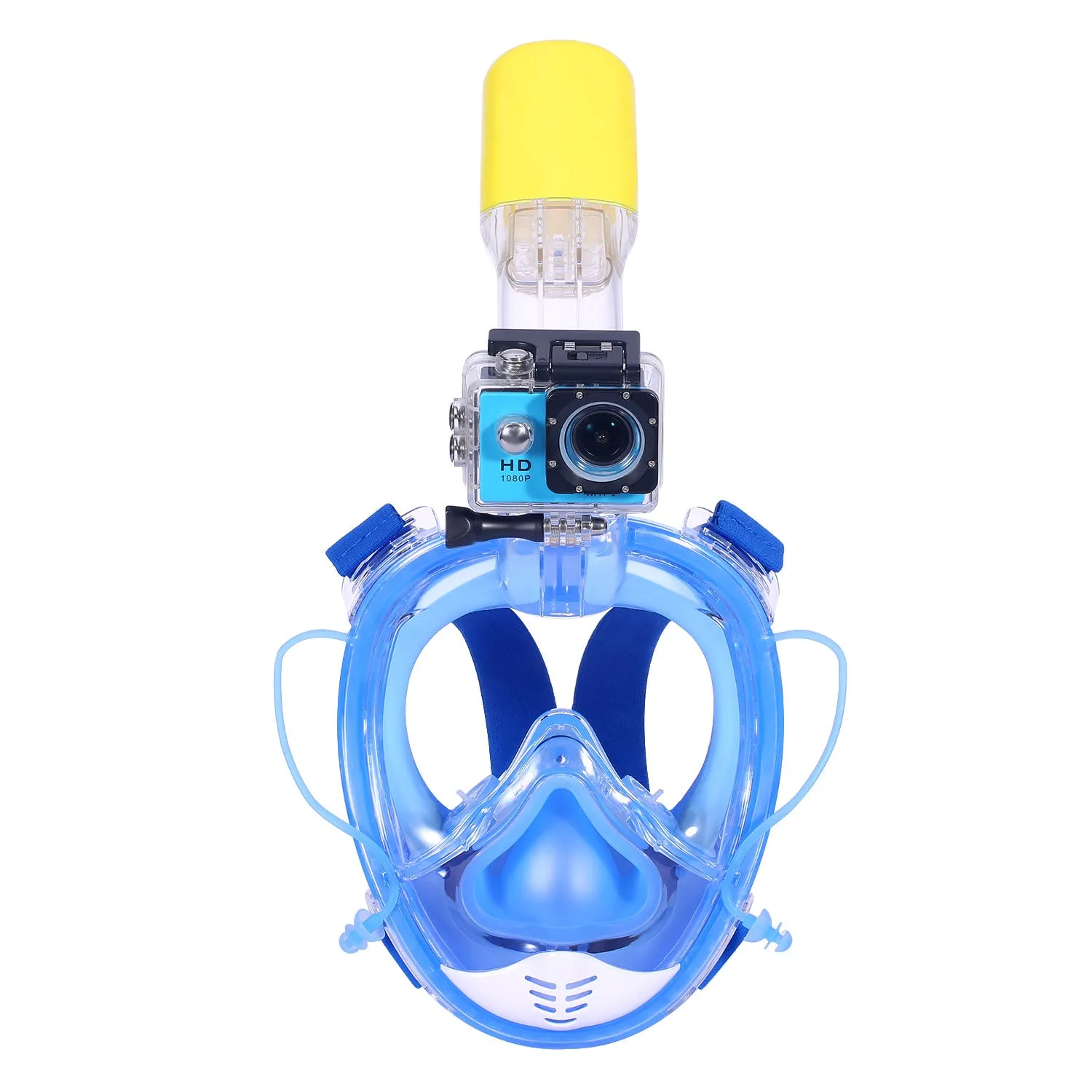 AQUAROBOTMAN 180° Full Face Snorkel Mask for Adult Kids Anti-Fog Anti-Leak Dry Top Set