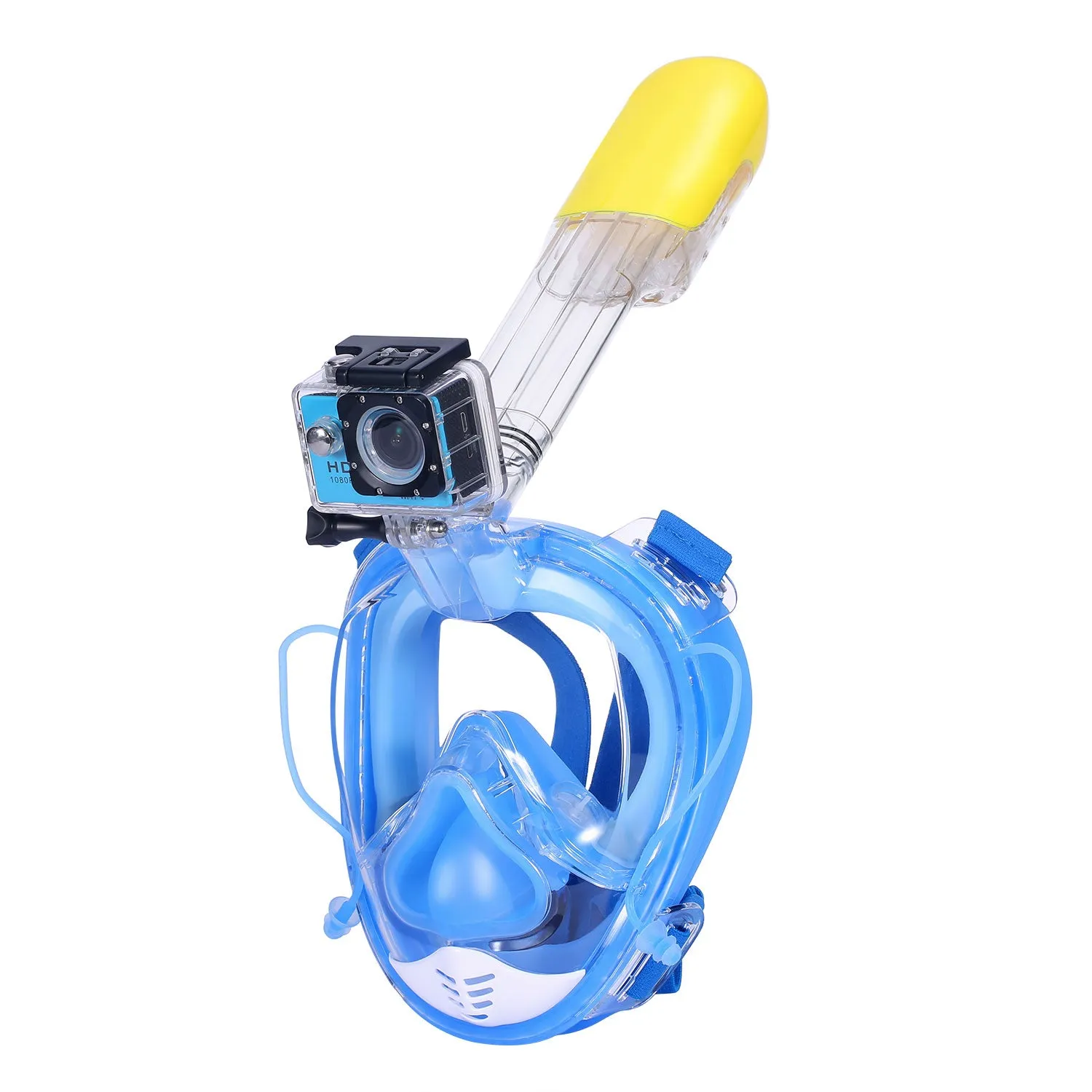 AQUAROBOTMAN 180° Full Face Snorkel Mask for Adult Kids Anti-Fog Anti-Leak Dry Top Set