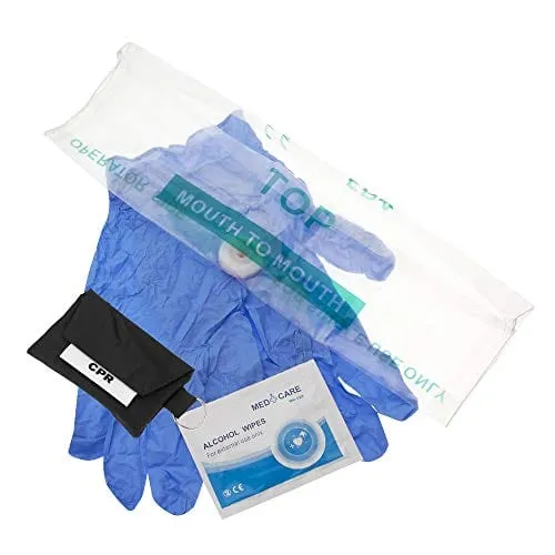 ASA Techmed 10-Pack CPR Face Mask Key Chain Kit with Gloves | One-Way Valve Face Shield Mask First Aid Kit for Travel, Home, Office, Car, EMS, Firefighters, Nurses, First Responders (Black)