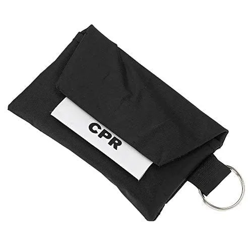 ASA Techmed 10-Pack CPR Face Mask Key Chain Kit with Gloves | One-Way Valve Face Shield Mask First Aid Kit for Travel, Home, Office, Car, EMS, Firefighters, Nurses, First Responders (Black)